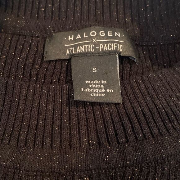 Halogen Soft Long Sleeve Top Women S Black with Sparkle Stretch Shirt - Picture 5 of 5